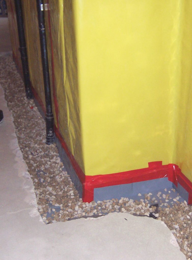 Interior drain tile before concrete repoured